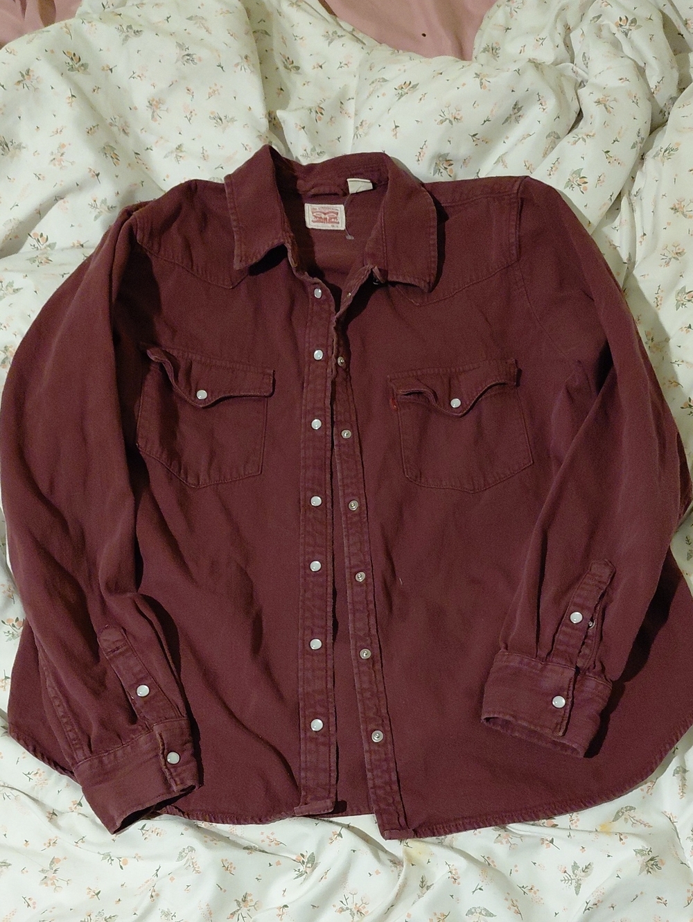 Men's Burgundy Button-Up Shirt